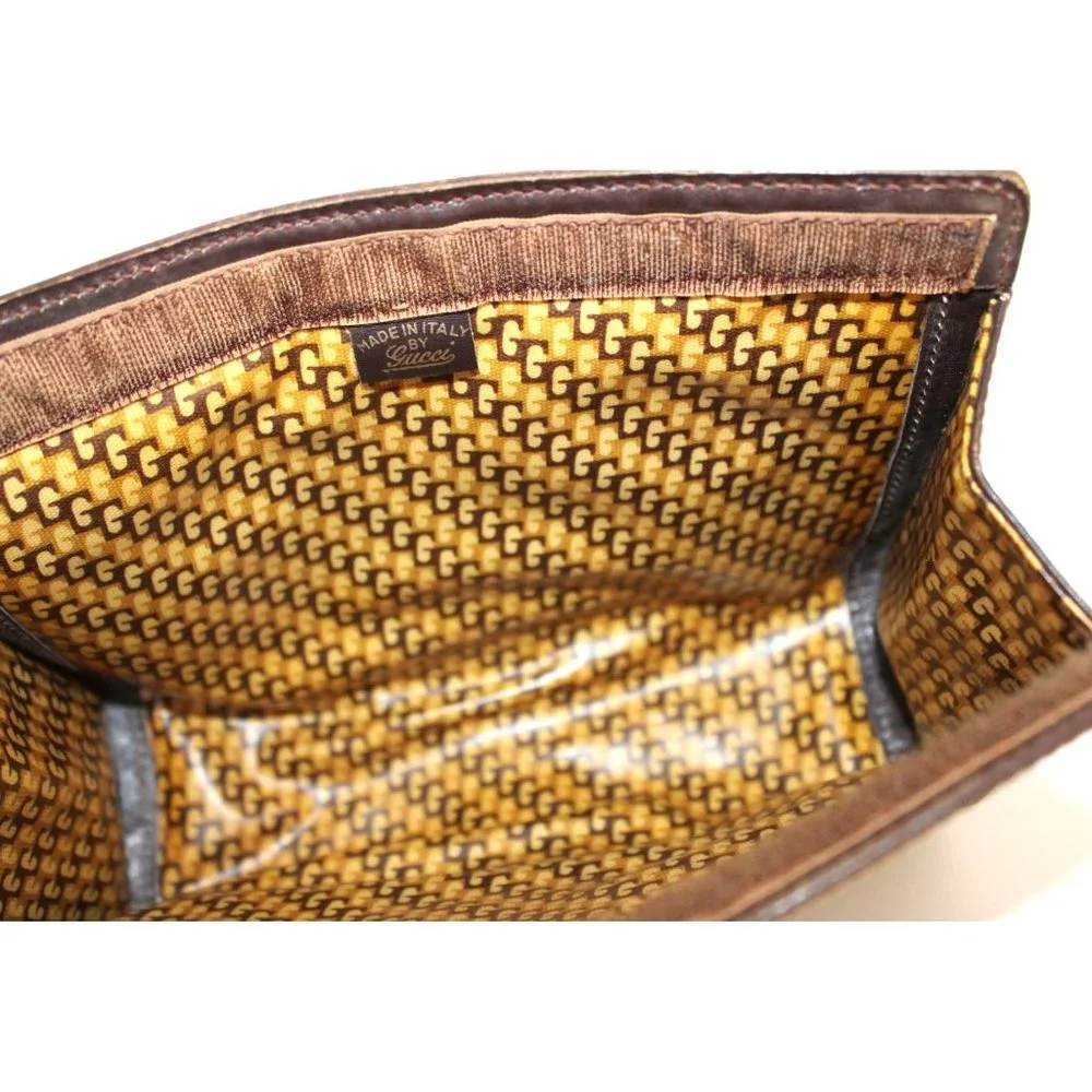 Gucci Vintage Brown Sherry Line Suede Leather Clutch - Picture 7 of 9